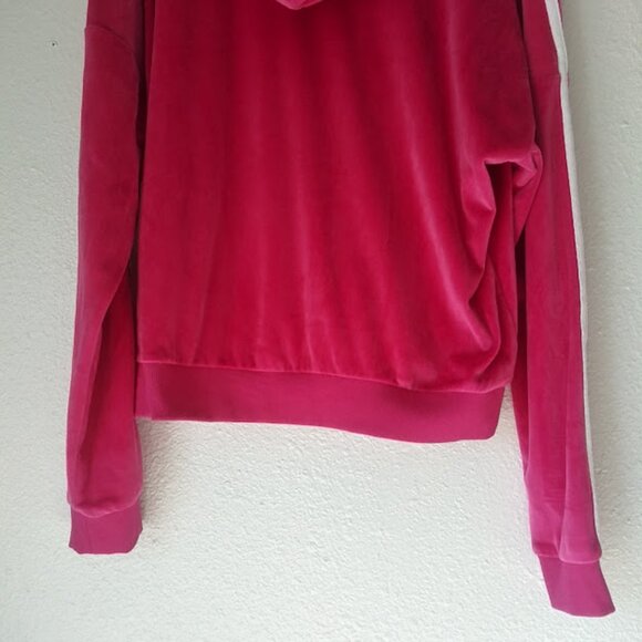 No Boundaries women's size 15-17 XL pink and white velour hoodie sweatshirt - Picture 6 of 15